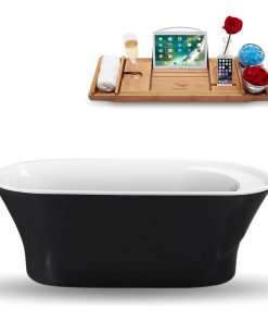 59" Streamline N-1161-59FSBL-FM Freestanding Tub and Tray With Internal Drain