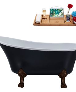 63" Streamline N366ORB-IN-WH Clawfoot Tub and Tray With Internal Drain
