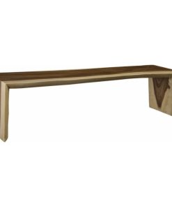 66"L Bench Solid Exotic Acacia Wood Two Tone Smooth Finish Brown Natural