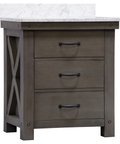 30" Grizzle Gray Single Vanity, Carrara White Marble Top, Vanity Only