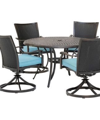 Traditions 5-Piece Dining Set, Blue, Cast-Top Table