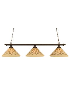 Toltec Lighting Square 3-Light Billiard Light, Chocolate Icing, Dark Granite