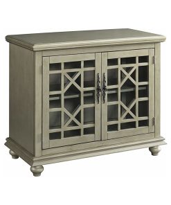 Wooden TV Stand With Bun Feet, Antique Silver
