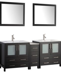 Vanity Art Vanity Set With Ceramic Top, 72", Espresso