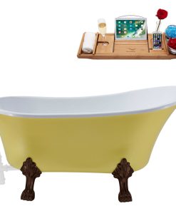 55" Streamline N354ORB-WH Clawfoot Tub and Tray With External Drain