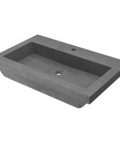 Trough 3019 Concrete Bathroom Sink, Slate, Single Faucet Hole