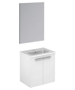 Wall Mounted Bathroom Vanity With Mirror, 19.5"x13.8", Gloss White