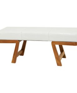White Leather Contemporary Upholstered Bench 50" x 16" x 19" 562744