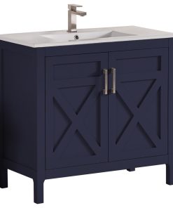 36" Vanity With Mirror, Marine Blue