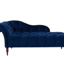 Velvet Tufted Roll Back Chaise Lounge, Navy Blue, RAF