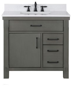 Viella Bath Vanity White Composite Top, Rust Grey, 36", Without Mirror