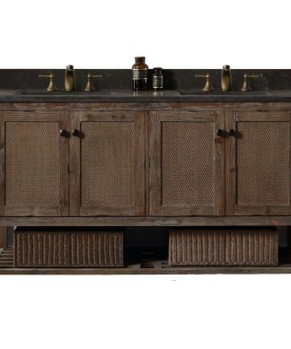 60" Solid Wood Sink Vanity With Moon Stone Top-No Faucet