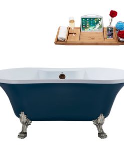 60" Streamline N106BNK-ORB Soaking Clawfoot Tub and Tray With External Drain
