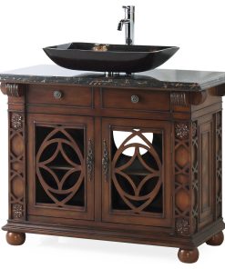 42?Vigo Vessel Sink Cherry Bathroom Vanity With Faucet Set