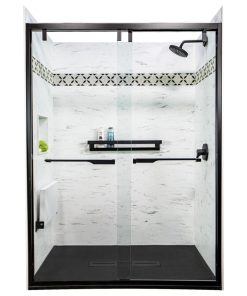 Transolid SaraMar 60"x36"x96" 3-Piece Shower Wall Kit, White Venito Velvet