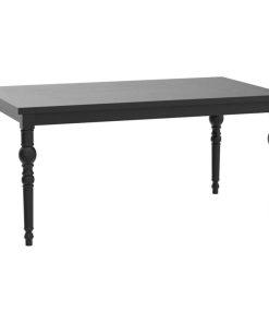 Traditional Dining Table, Turned Legs With Rectangular Top, Driftwood Dark Black
