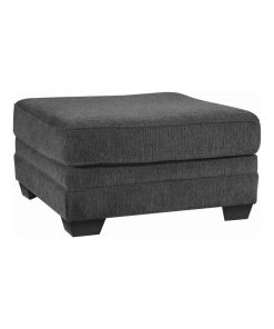 Wooden Oversized Accent Ottoman with Welt Trim Details in Gray and Black