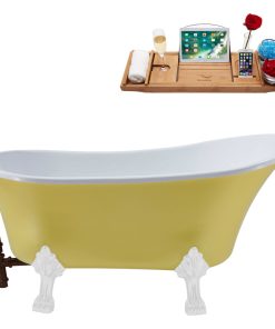 55" Streamline N354WH-ORB Clawfoot Tub and Tray With External Drain