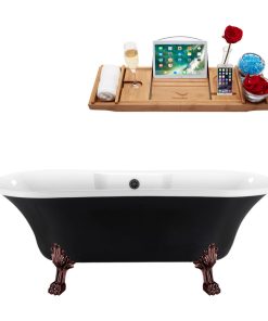 68" Streamline N103ORB-BGM Clawfoot Tub and Tray With External Drain