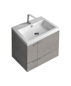 23 Inch Vanity Cabinet With Fitted Sink, Grey Walnut
