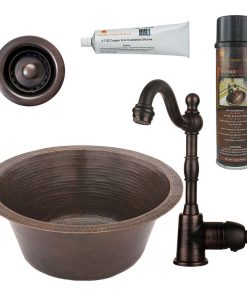 16" Round Hammered Copper Bar/Prep Sink