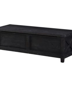 Wooden Flip Top Storage Blanket Box With Random Knot Trim Black