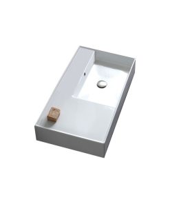 32" Ceramic Wall Mount or Vessel Sink With Counter Space, No Hole