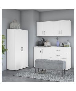 Universal 5 Piece Modular Closet Storage Set in White - Engineered Wood