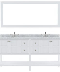 Winterfell 72" White Double Vanity, With Mirror, Square Sinks, Without Faucets