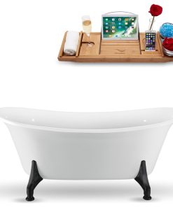 67" Streamline N1081BL-IN-GLD Clawfoot Tub and Tray With Internal Drain