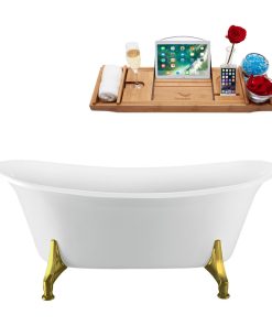 67" Streamline N1081BGL-IN-CH Clawfoot Tub and Tray With Internal Drain