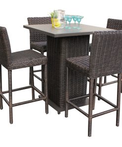 Venice Pub Table Set With Barstools 5 Piece Outdoor Wicker Patio Furniture