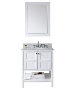 Winterfell 30" Single Bathroom Vanity Set, White, Mirror Included, Round Basin