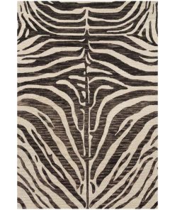 Wool Hooked Zebra Animal Print Masai MAS-01 Area Rug by Loloi, Java / Ivory, 7'9
