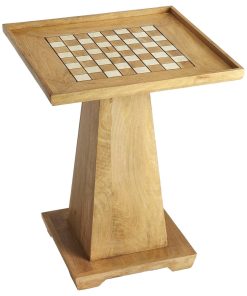 Transitional Levon Natural Mango Square Game Table, Natural Wood