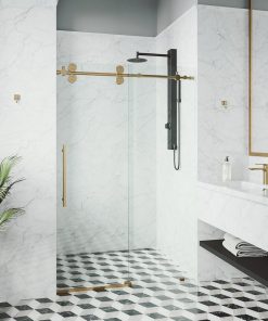 VIGO 48"x74" Frameless Sliding Shower Door in Matte Gold