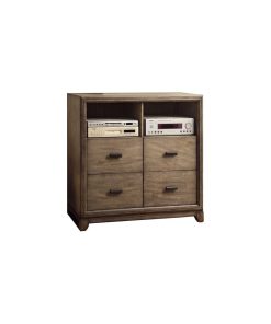 4 Drawers Wooden Media Chest, Natural Ash