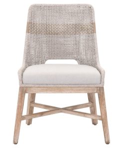 Tapestry Dining Chair, Taupe & White Flat Rope, Set of 2