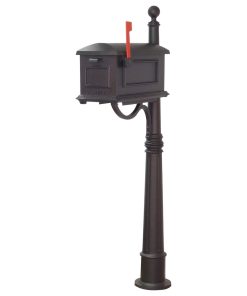 Traditional Curbside Mailbox With Ashland Mailbox Post Unit, Black