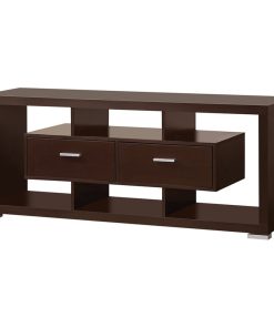 2 Drawers and Open Shelf TV Console, Cappuccino