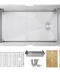 33"L x 19"W Stainless Steel Single Basin Undermount Workstation Kitchen Sink