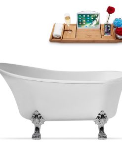 55" Streamline N346CH-IN-BL Clawfoot Tub and Tray With Internal Drain