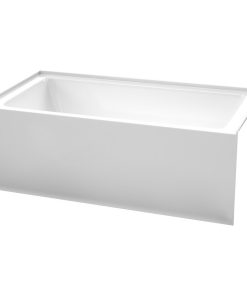60" Alcove Bathtub, White, Right-Hand Drain, Overflow Trim, Polished Chrome