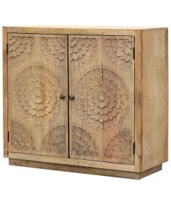 Walmley Rustic Solid Wood Hand-carved Storage Cabinet