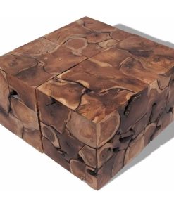 vidaXL 4x Stools Solid Teak Retro Wooden Side Coffee Table Footrest Chair Seat