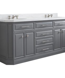 72" Palace Quartz Carrara Cashmere Gray Vanity With Polished Nickel Hardware