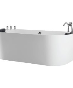 67" L x 31.5" W White Acrylic Center Drain Freestanding Whirlpool Tub