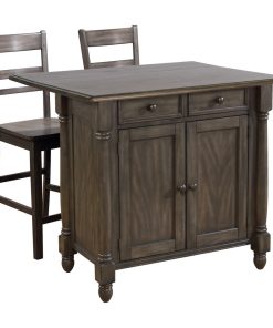 Sunset Trading Gray Drop Leaf Kitchen Island Set DLU-KI-4222-B200-AG3PC