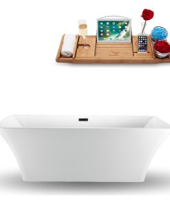 71" Streamline N1000BL Freestanding Tub and Tray With Internal Drain