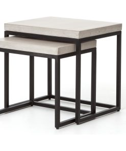19" Bernardo Nesting Side Tables Table Iron Concrete Black Natural Spectacular